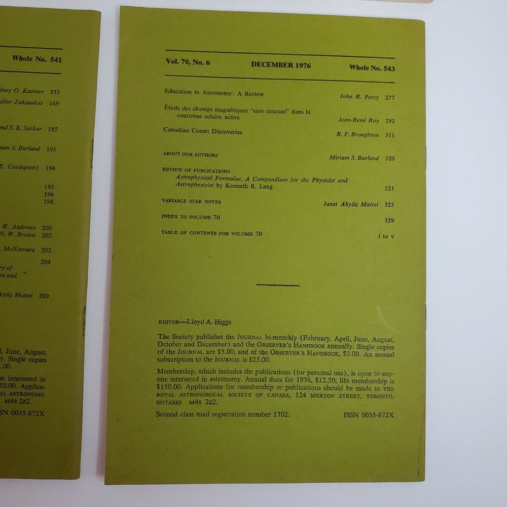 Vintage Journals of the Royal Astronomical Society of Canada Volume Set 70 1976 - Picture 8 of 9